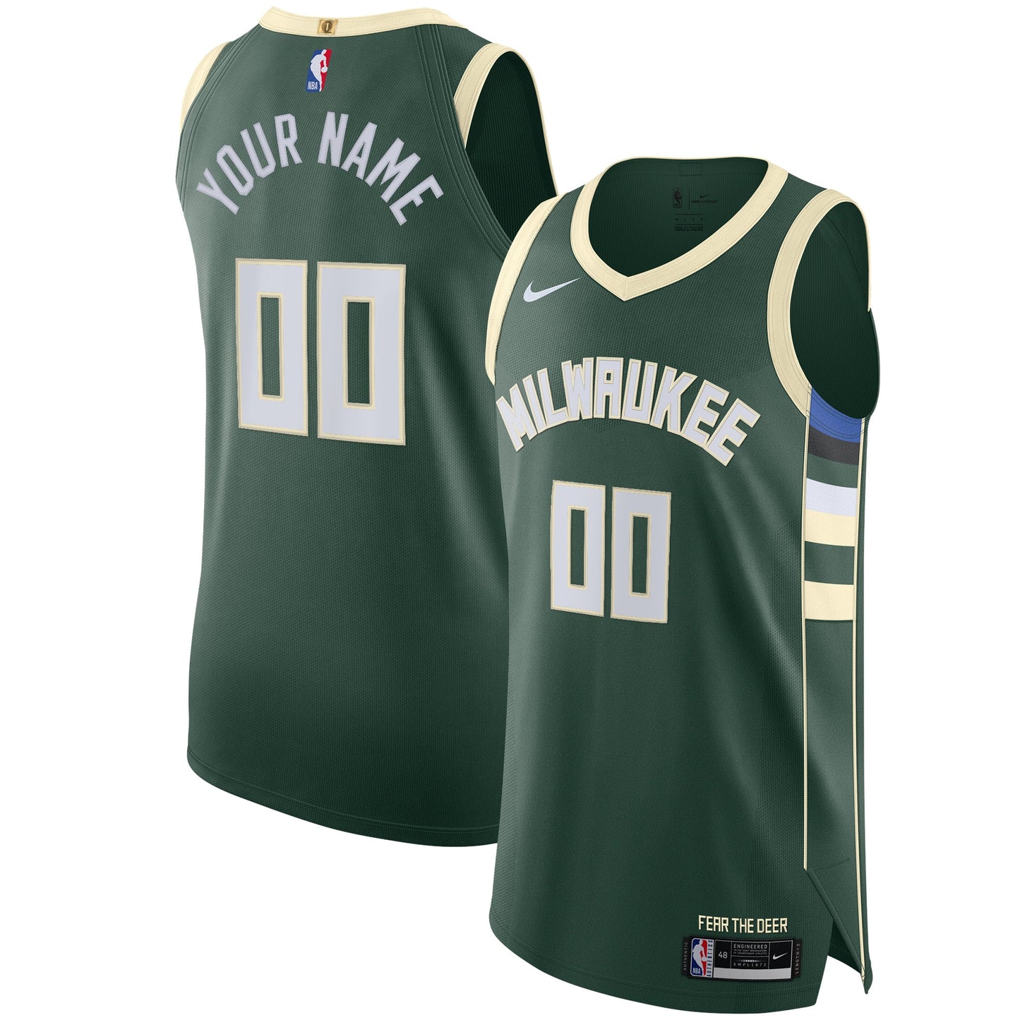 Milwaukee Bucks Nike Authentic Custom Jersey Green - Icon Edition