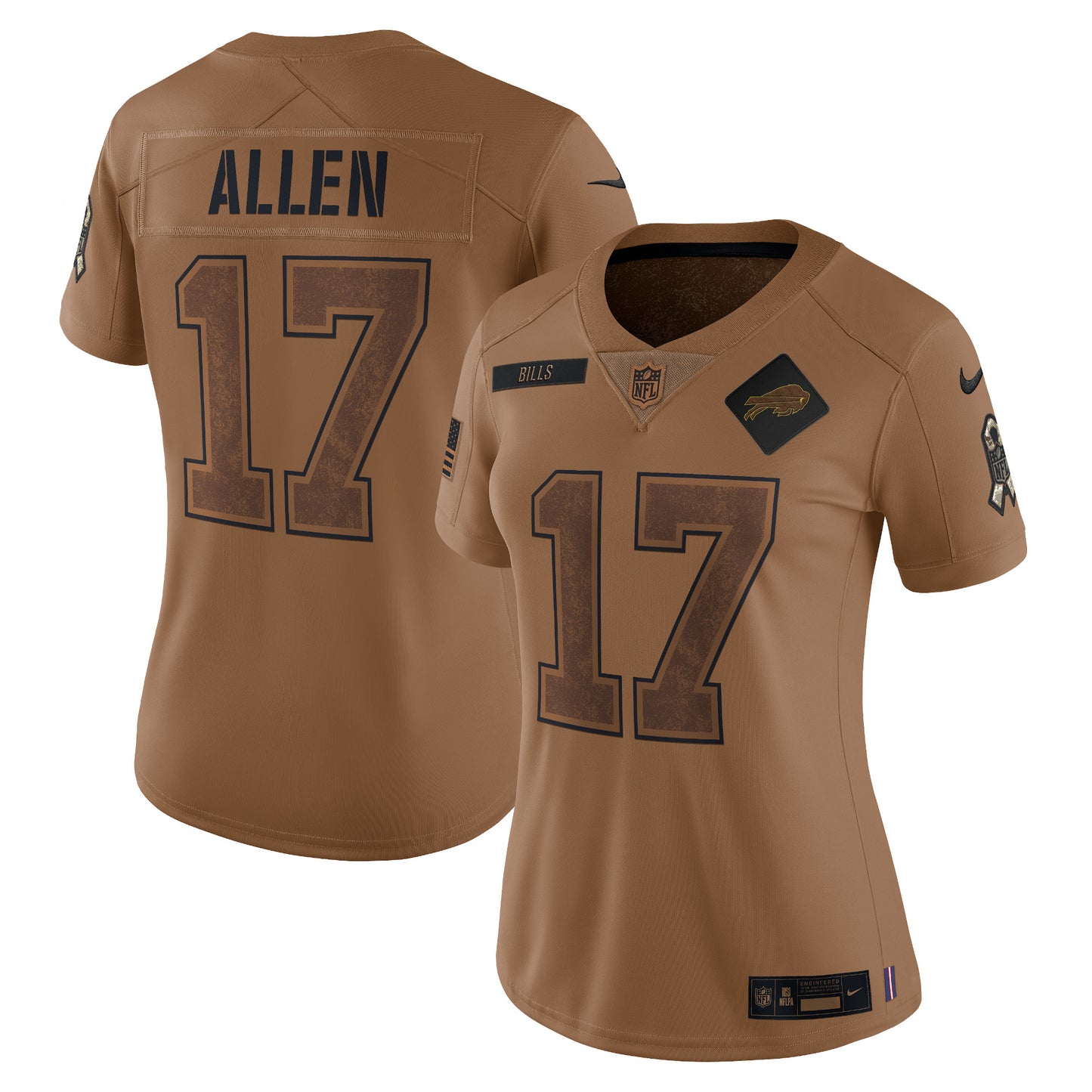 Josh Allen Buffalo Bills Nike Women's 2023 Salute To Service Limited Jersey - Brown