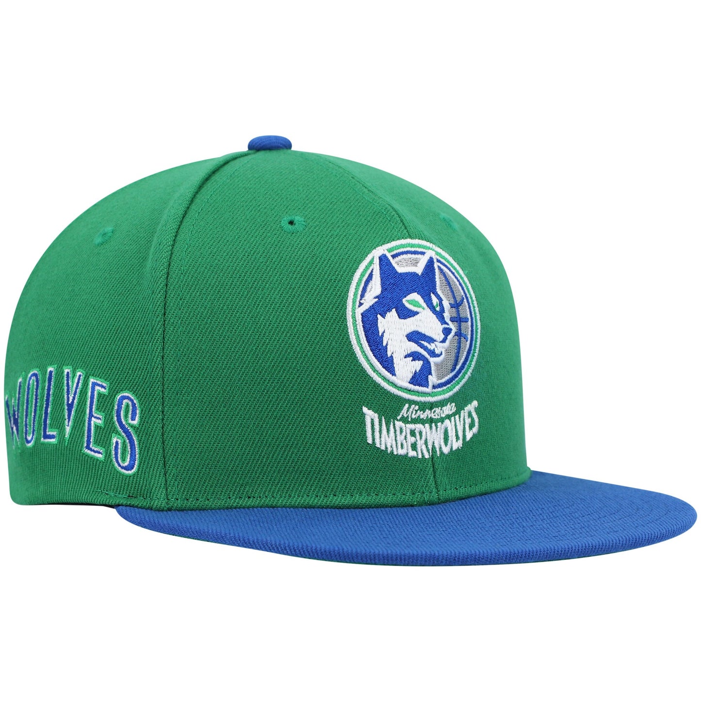 Minnesota Timberwolves Mitchell & Ness Hardwood Classics Snapback Hat - Green/Blue
