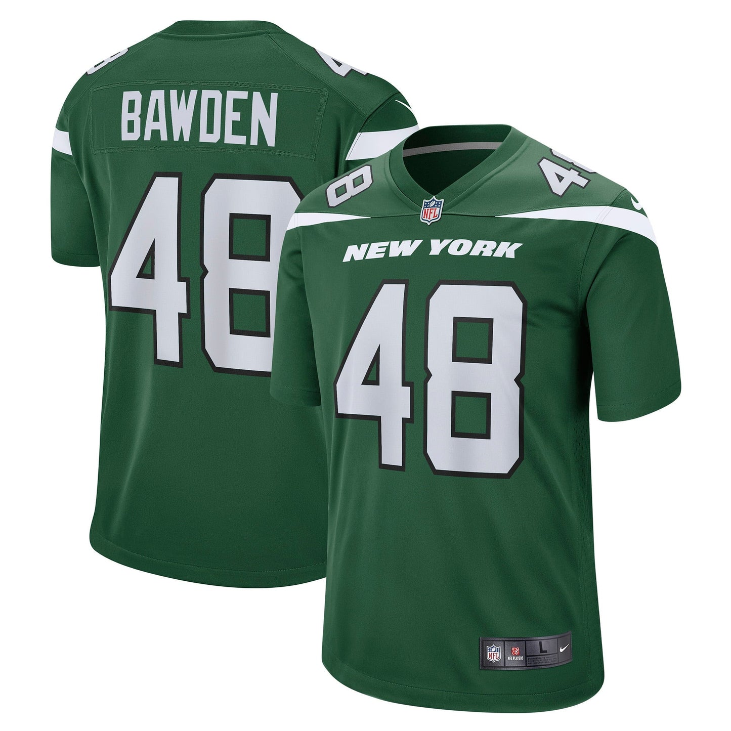 Men's Nike Nick Bawden Gotham Green New York Jets Game Player Jersey