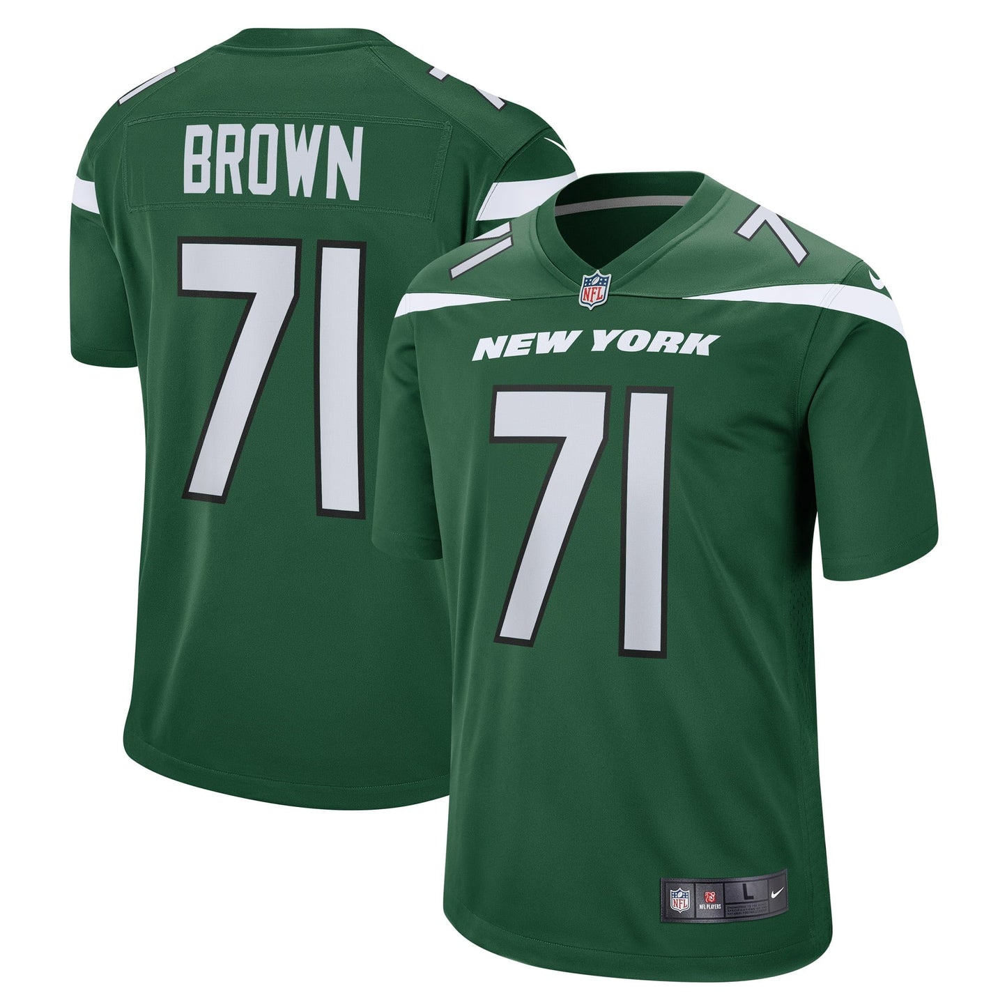 Men's Nike Duane Brown Gotham Green New York Jets Game Player Jersey