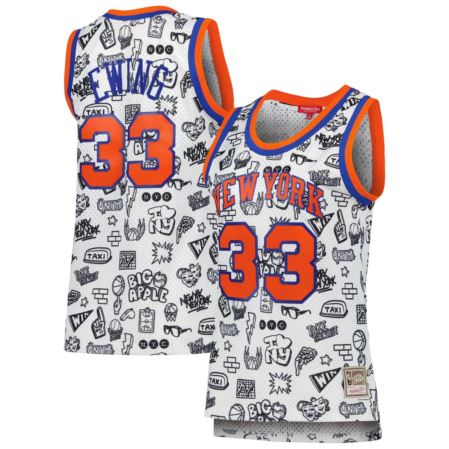Patrick Ewing New York Knicks Mitchell & Ness Women's 1991 Doodle Swingman Jersey - White